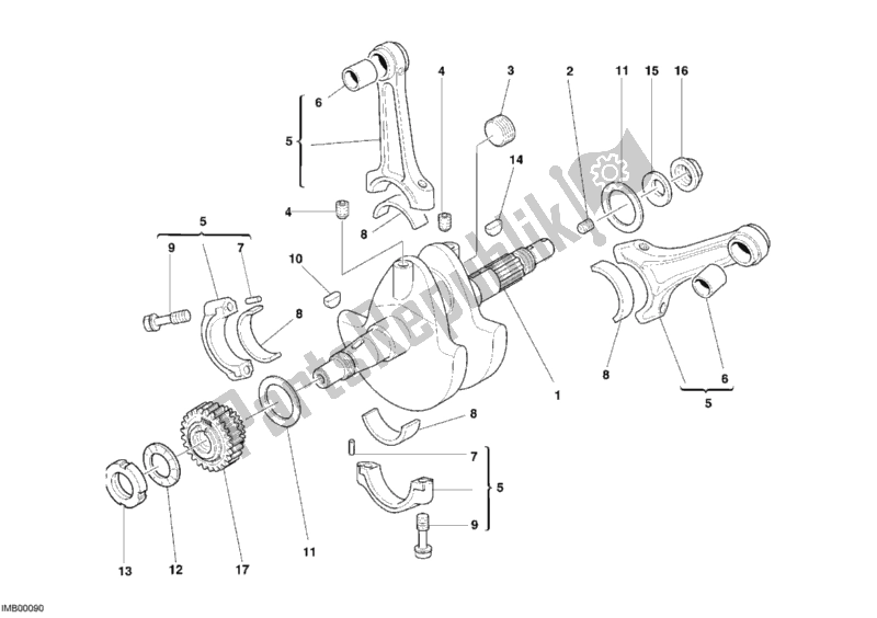Toutes les pièces pour le Vilebrequin du Ducati Monster S2R 800 Dark USA 2006